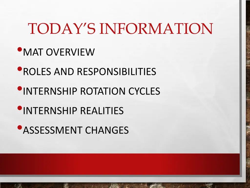 today s information mat overview roles