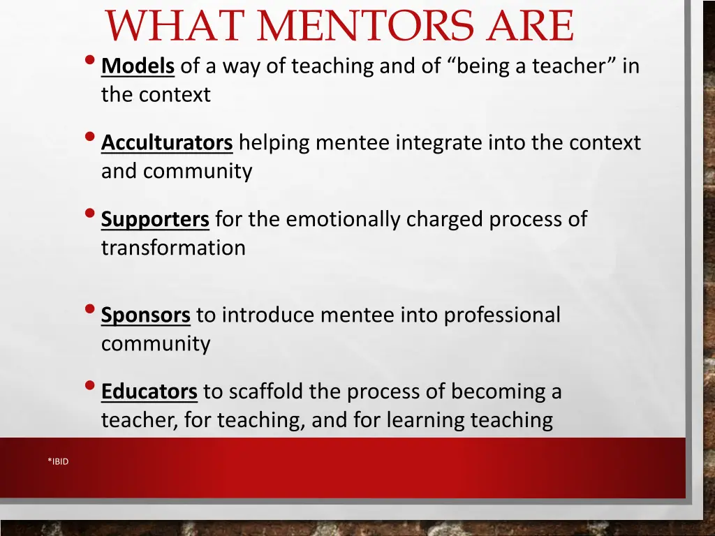 what mentors are models of a way of teaching