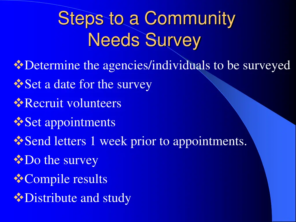 steps to a community needs survey