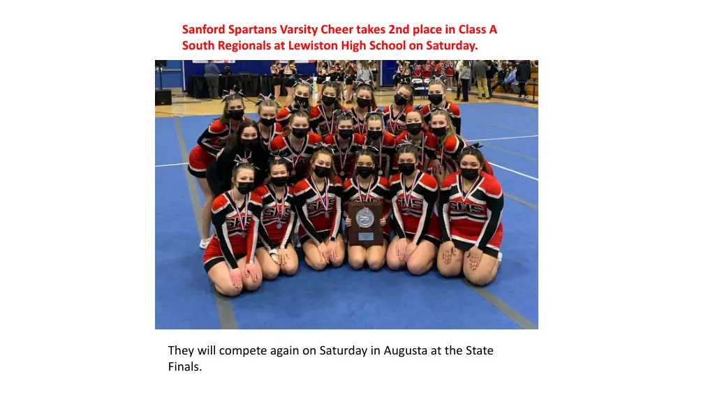 sanford spartans varsity cheer takes 2nd place