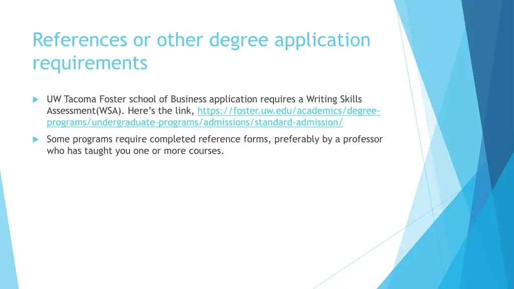 references or other degree application