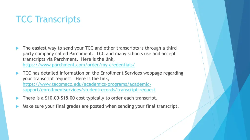 tcc transcripts