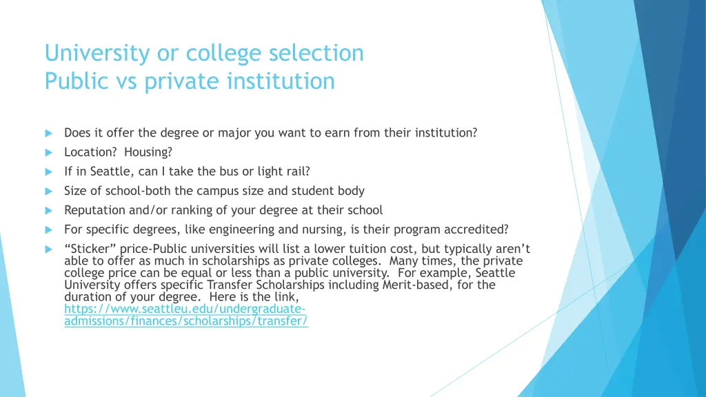 university or college selection public vs private