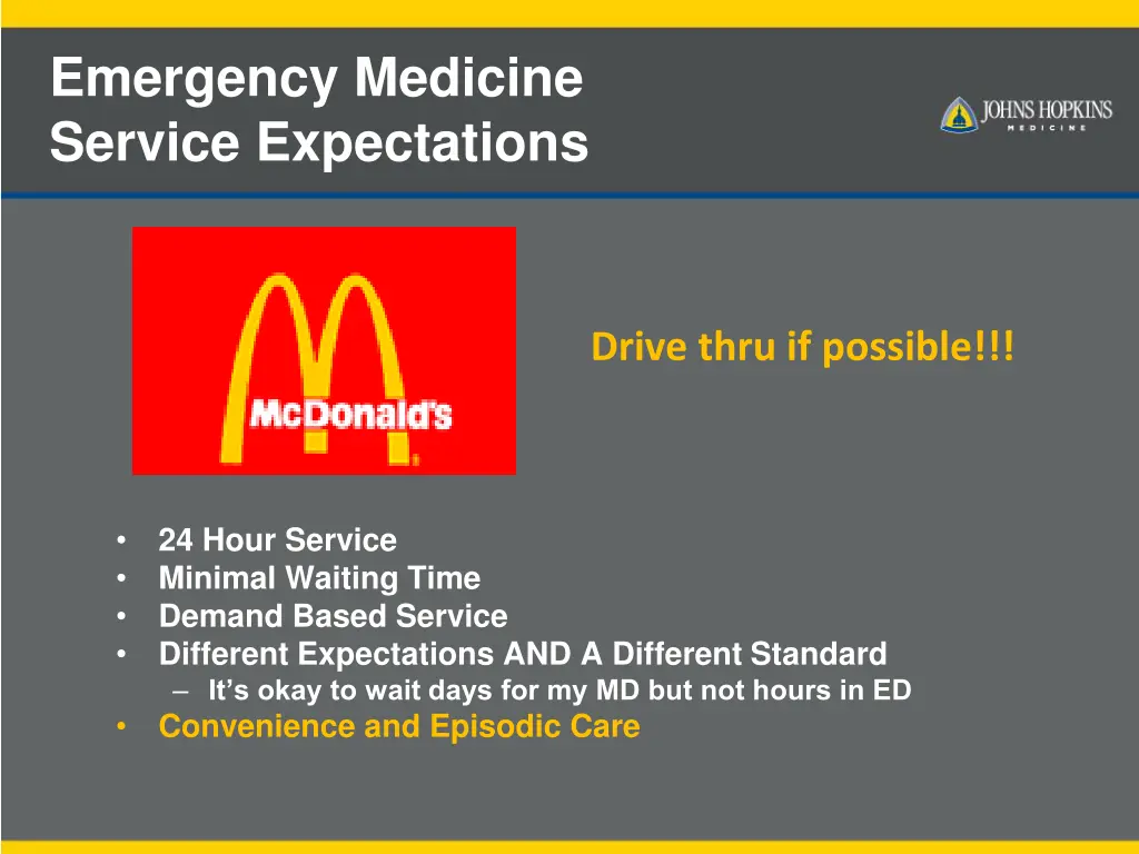 emergency medicine service expectations