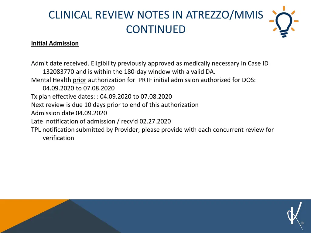 clinical review notes in atrezzo mmis continued