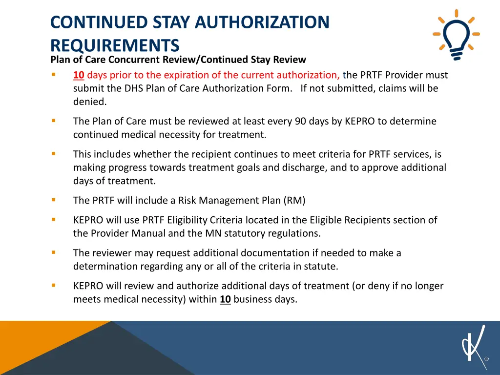 continued stay authorization requirements plan