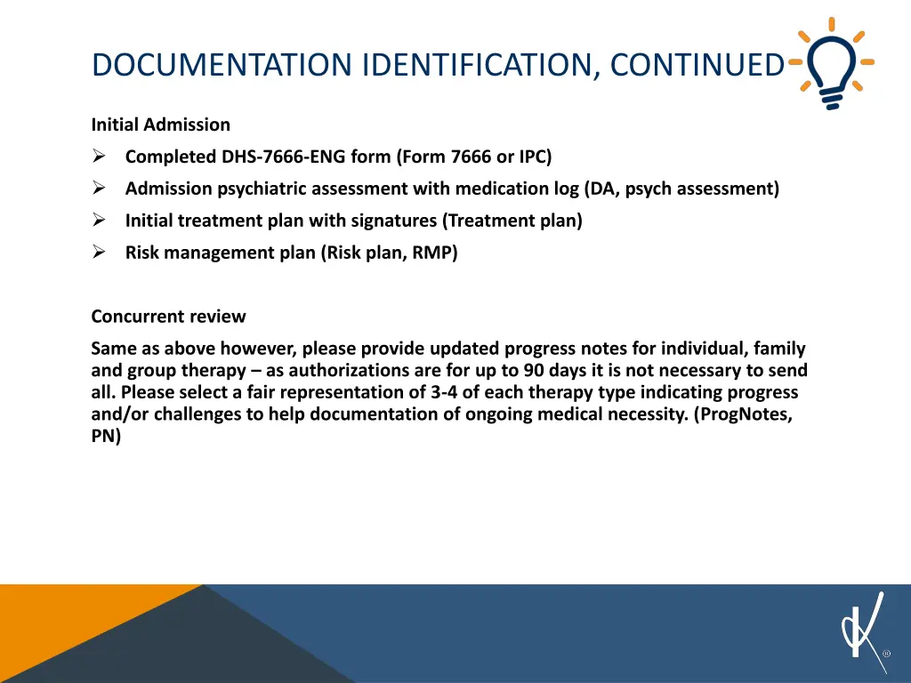 documentation identification continued