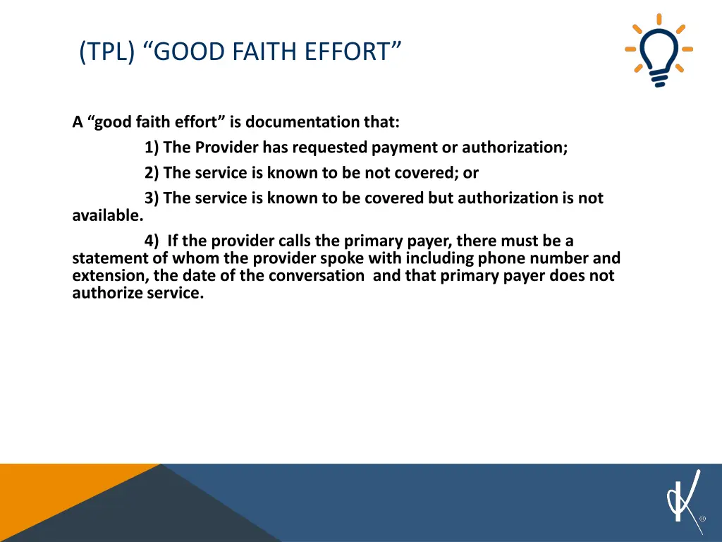 tpl good faith effort