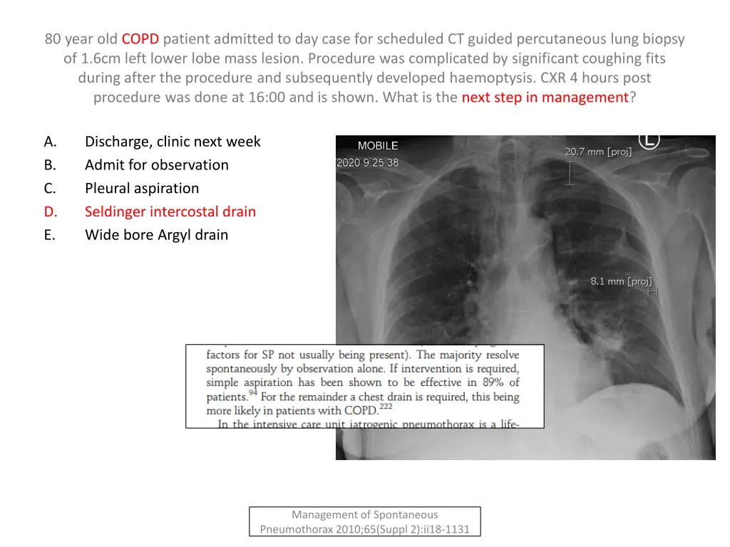 80 year old copd patient admitted to day case