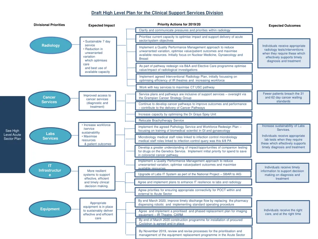 draft high level plan for the clinical support