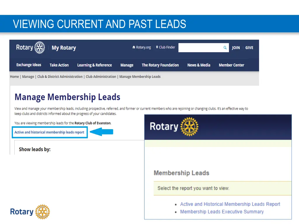 viewing current and past leads