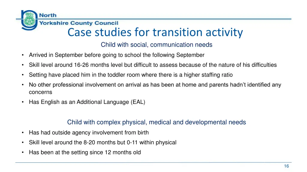 case studies for transition activity child with