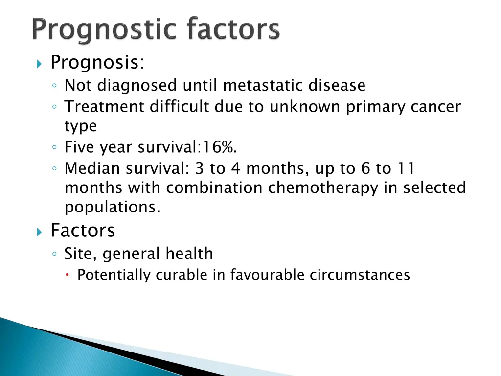 prognosis not diagnosed until metastatic disease