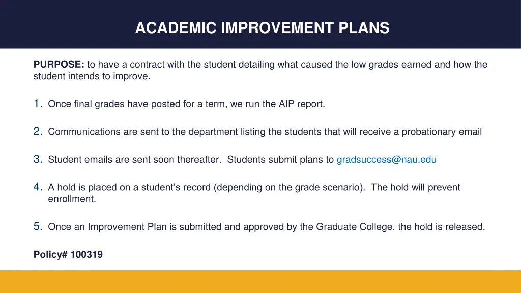 academic improvement plans