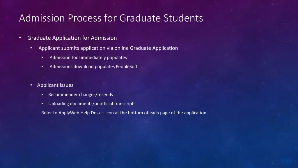 admission process for graduate students