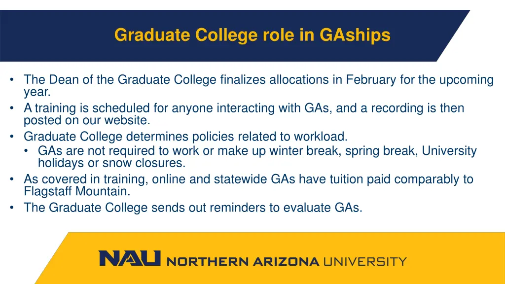 graduate college role in gaships