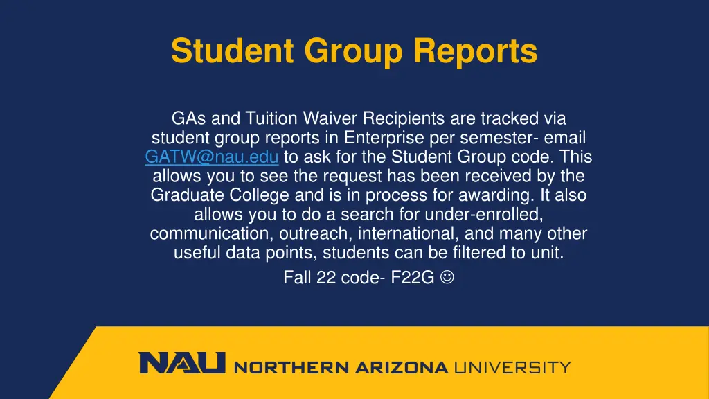 student group reports