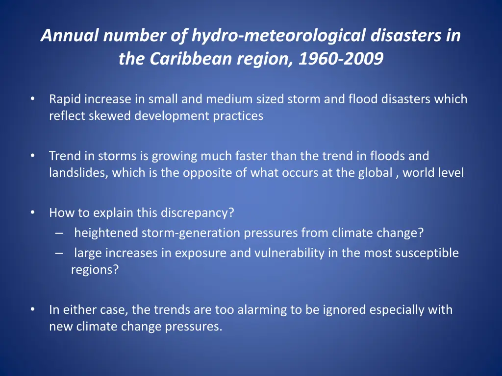 annual number of hydro meteorological disasters 1