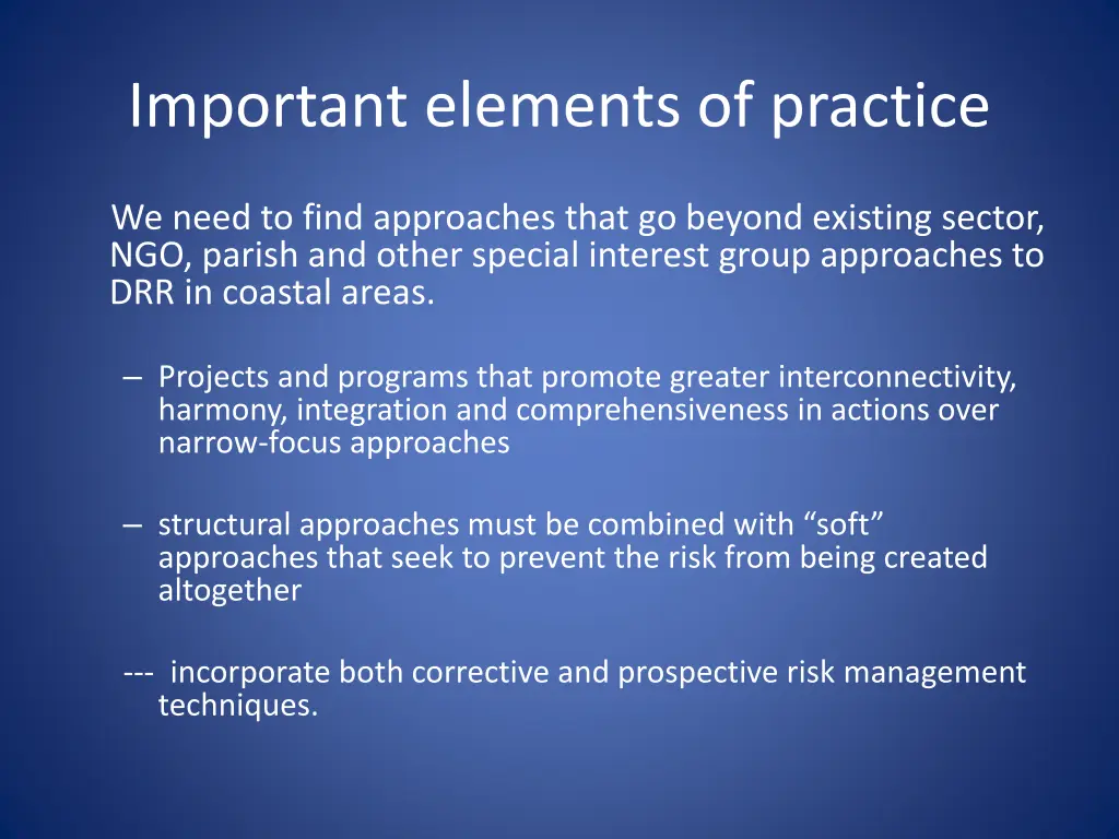 important elements of practice