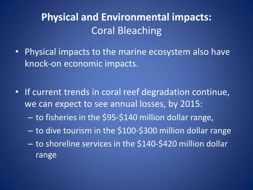 physical and environmental impacts coral bleaching