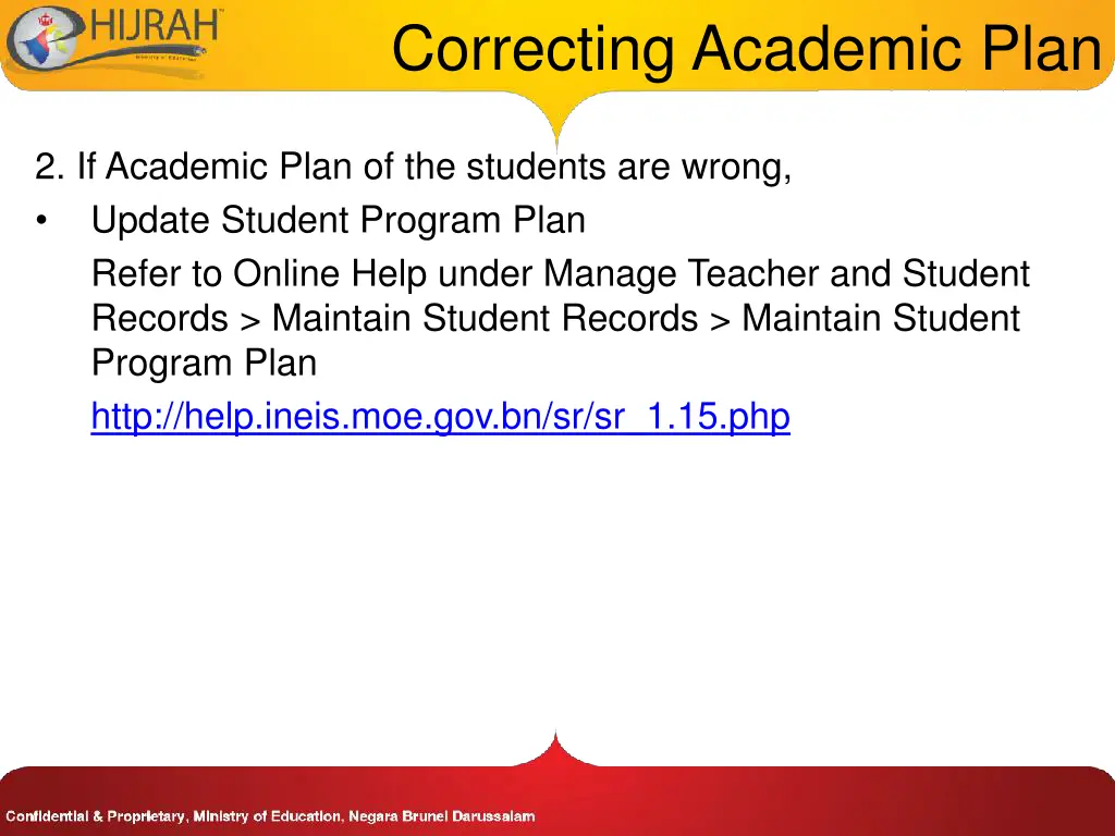 correcting academic plan