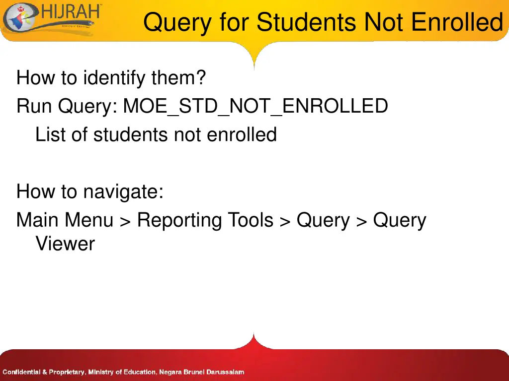 query for students not enrolled