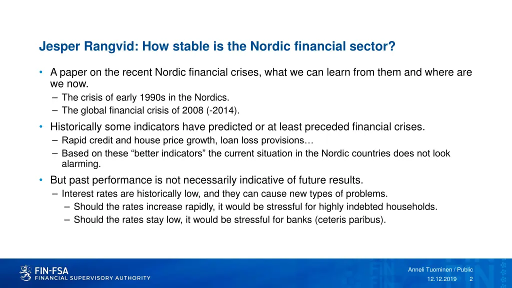 jesper rangvid how stable is the nordic financial