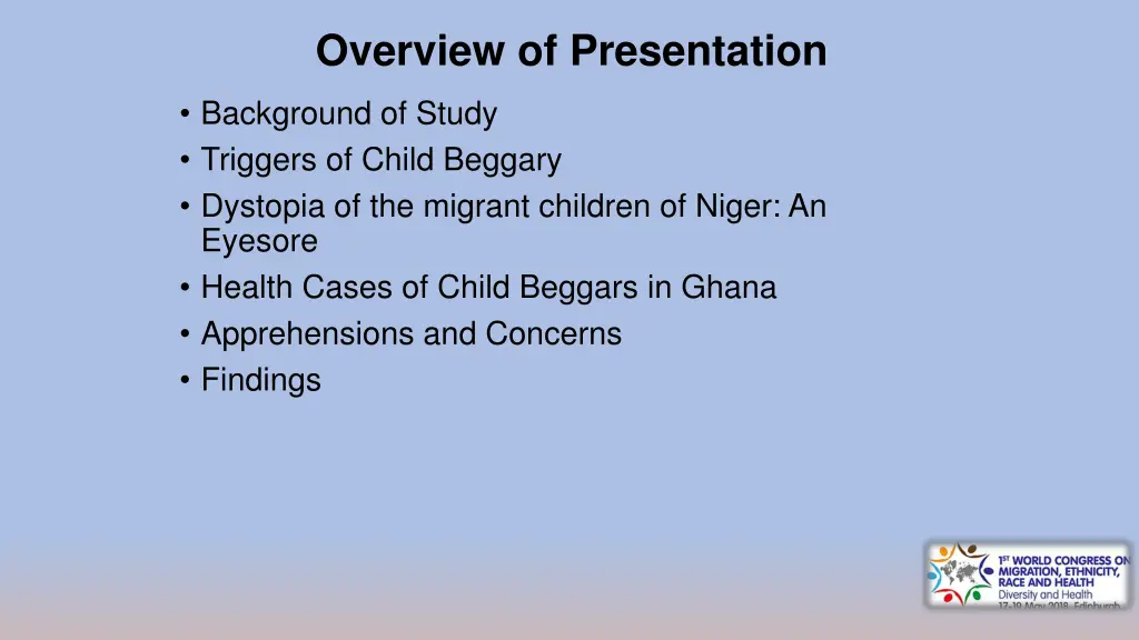 overview of presentation