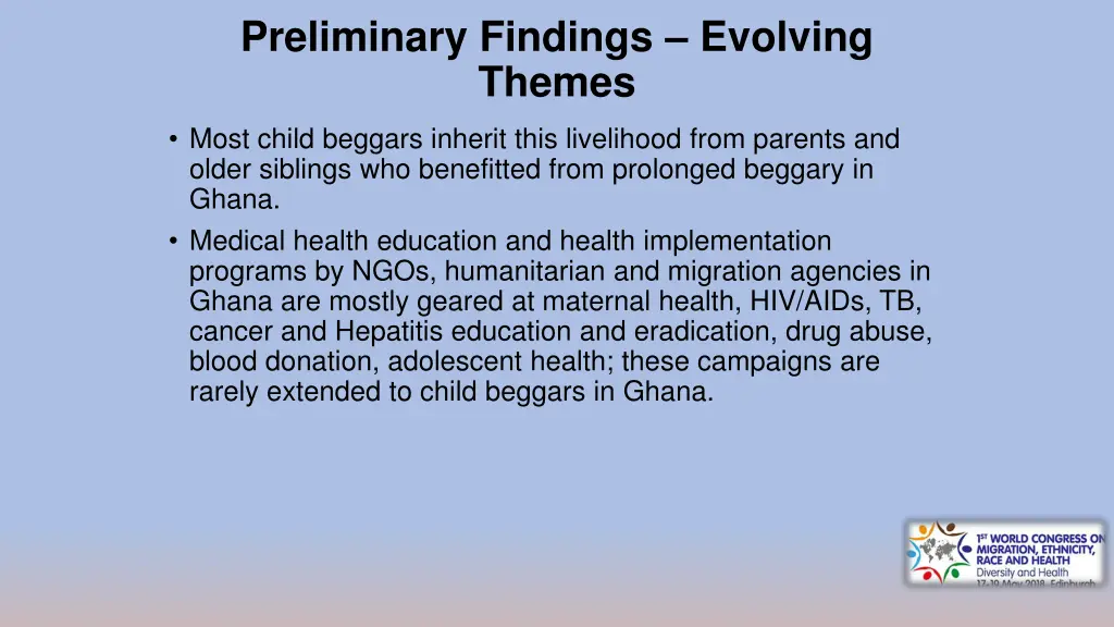 preliminary findings evolving themes