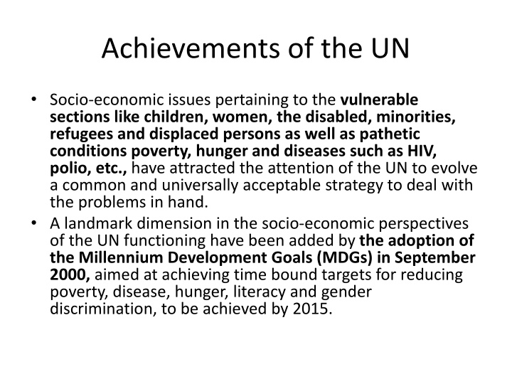 achievements of the un