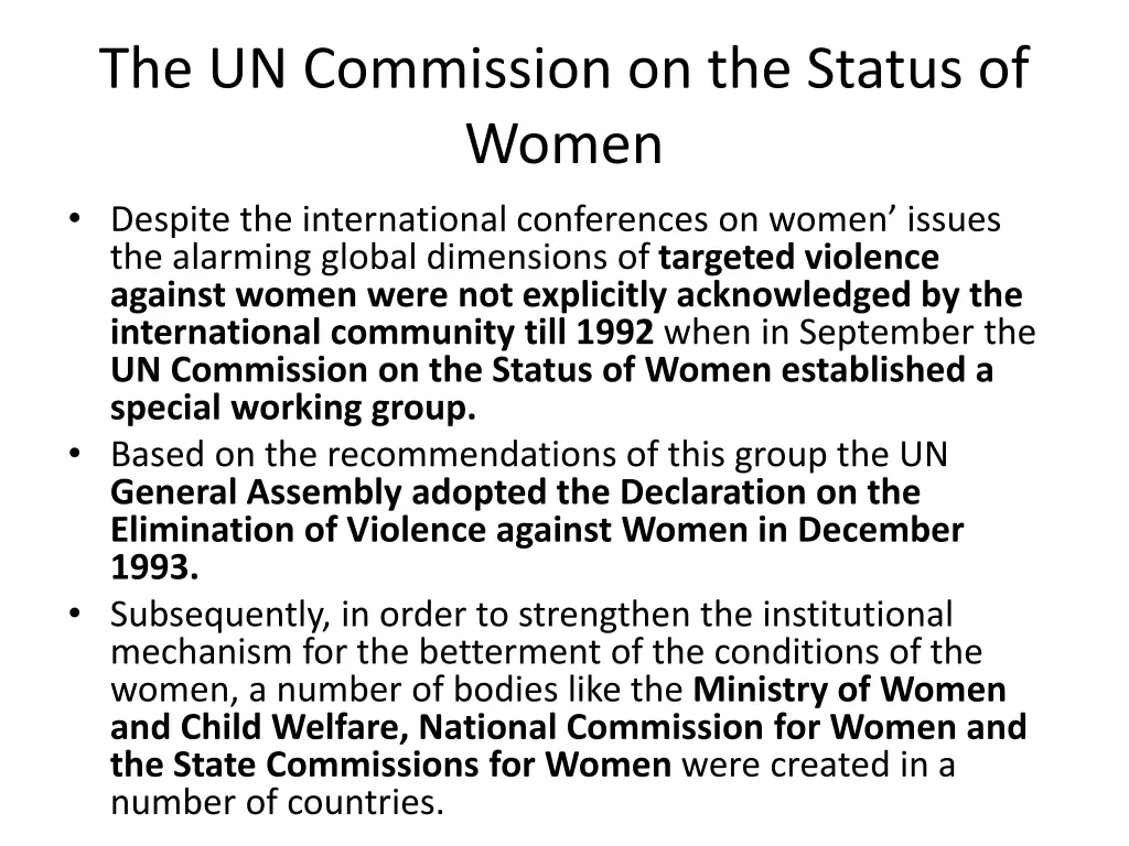 the un commission on the status of women despite