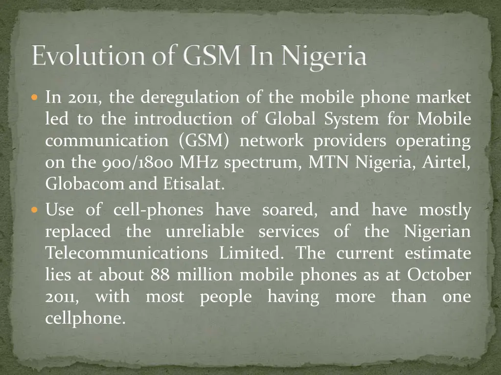 evolution of gsm in nigeria