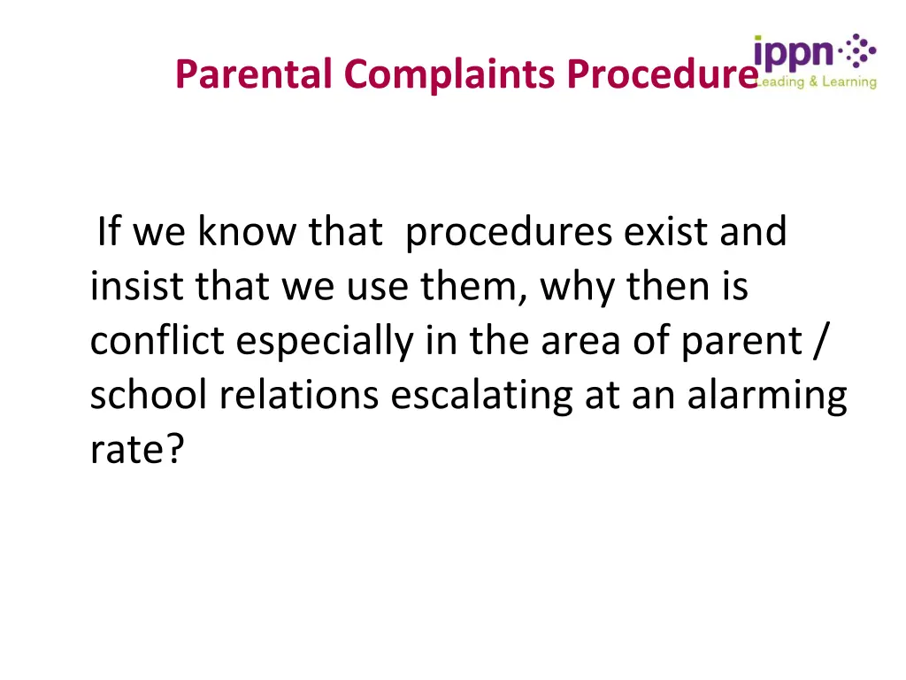 parental complaints procedure