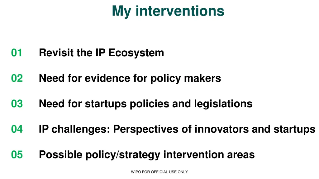 my interventions