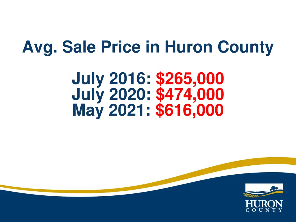 avg sale price in huron county