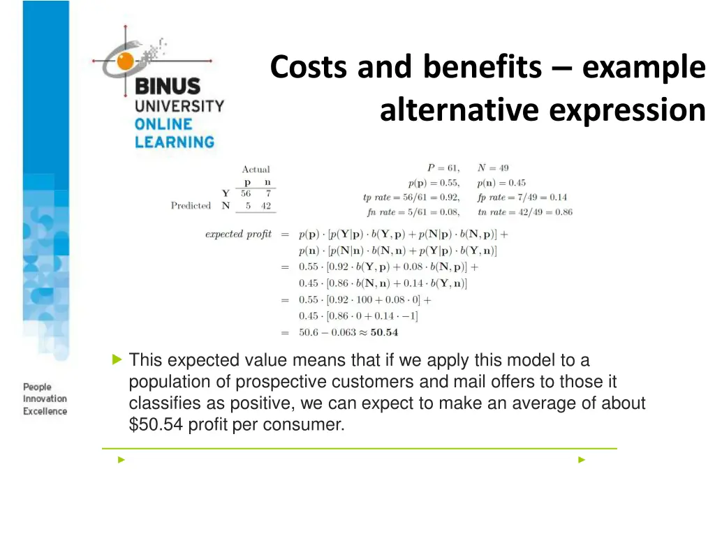 costs and benefits example alternative expression