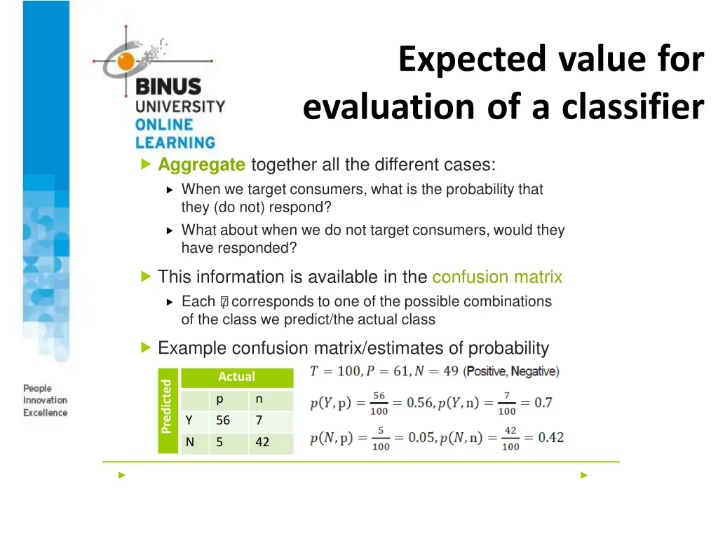 expected value for evaluation of a classifier 1