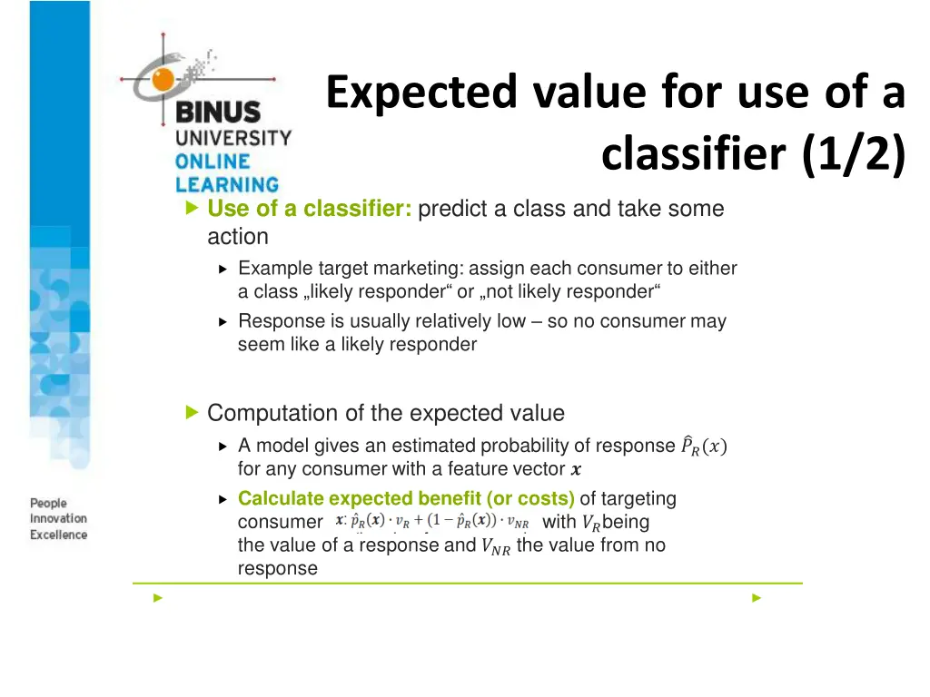 expected value for use of a classifier 1 2