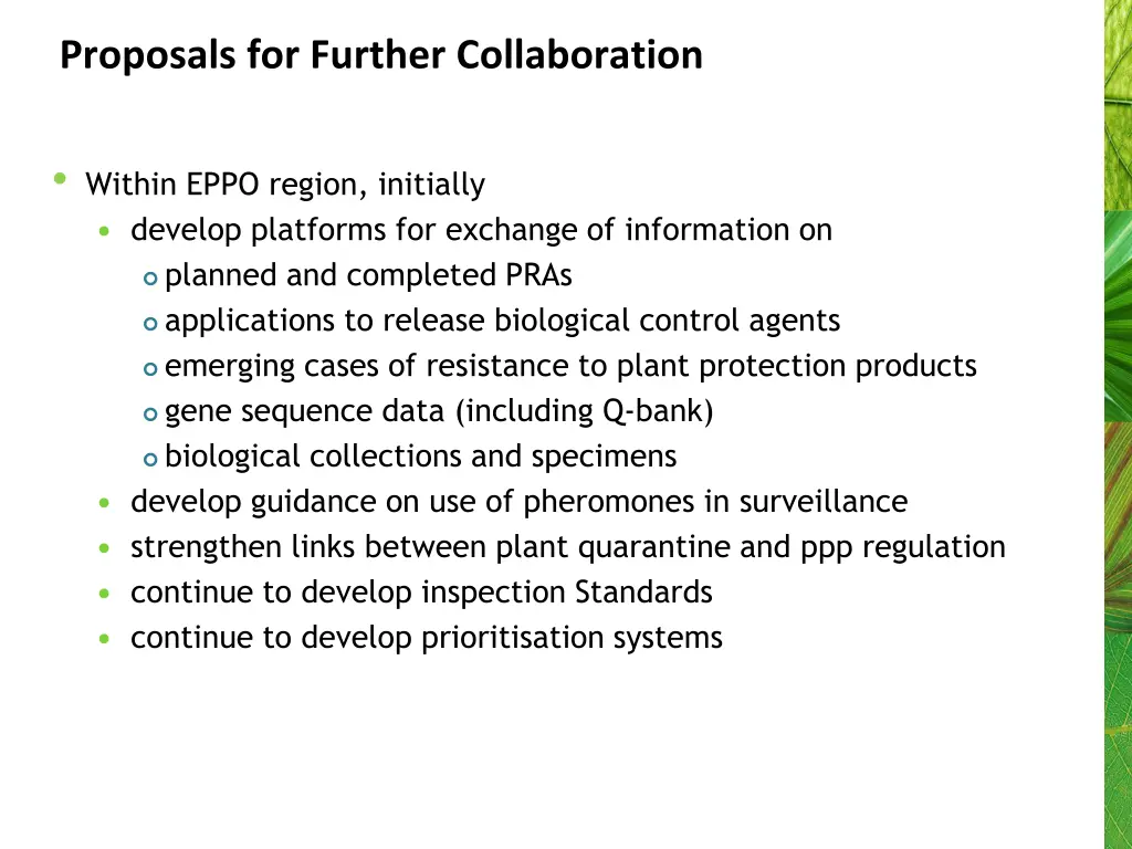 proposals for further collaboration 1