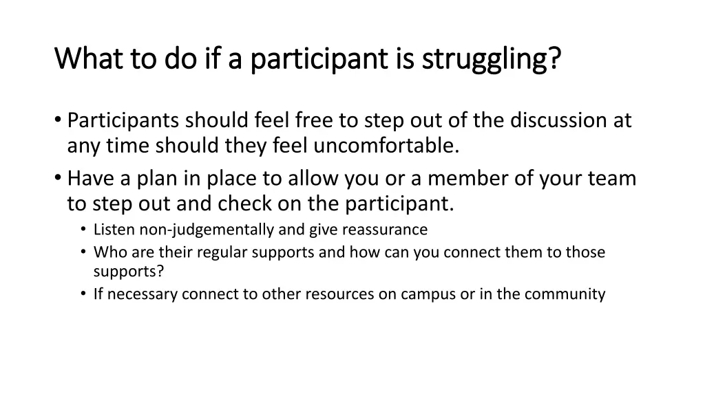 what to do if a participant is struggling what