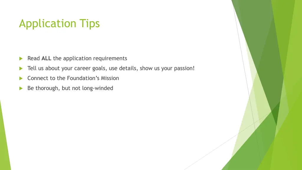 application tips