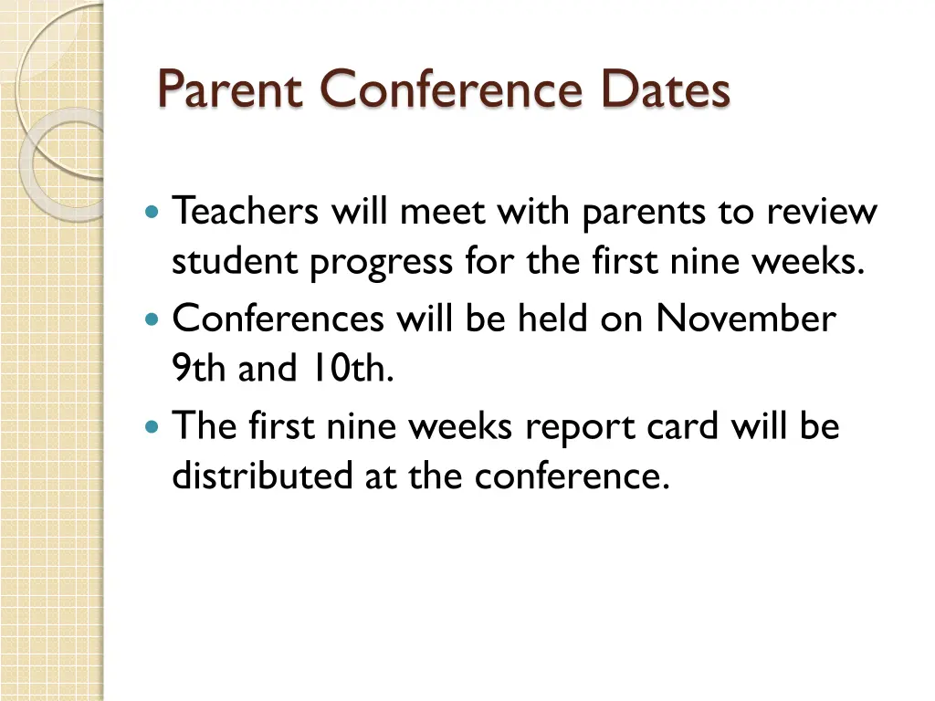 parent conference dates