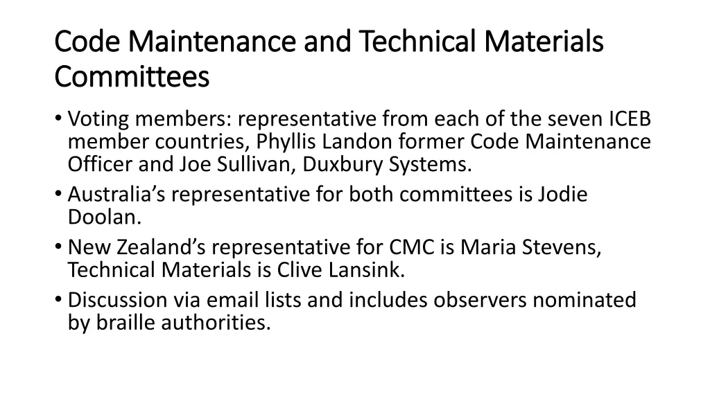 code maintenance and technical materials code