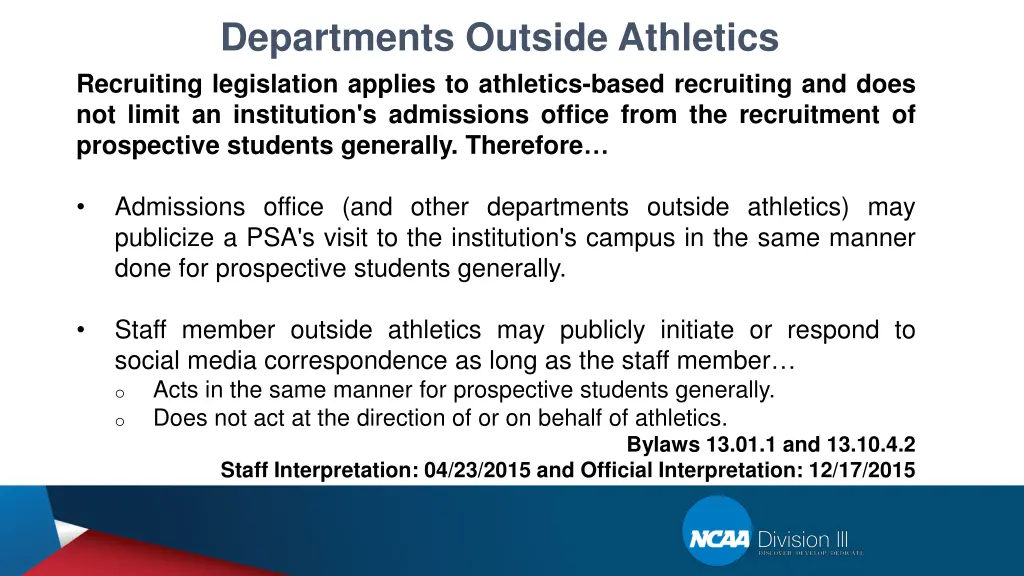 departments outside athletics