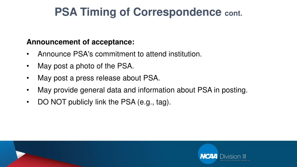 psa timing of correspondence cont 2