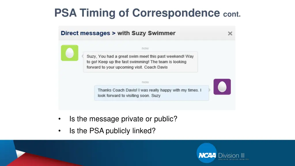 psa timing of correspondence cont