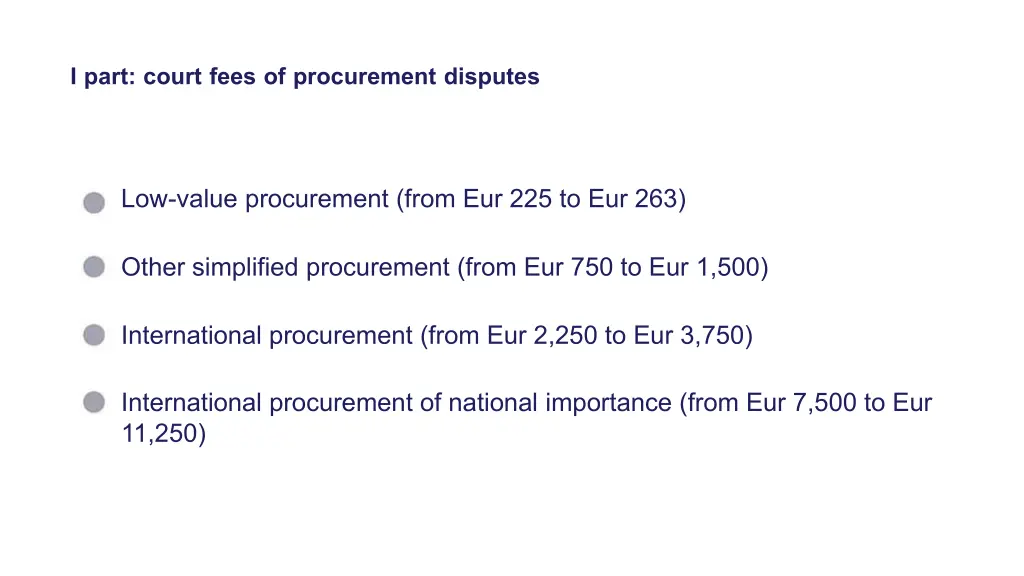 i part court fees of procurement disputes