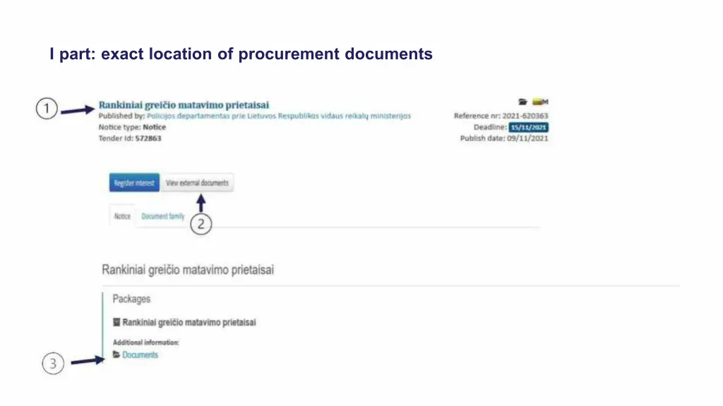 i part exact location of procurement documents