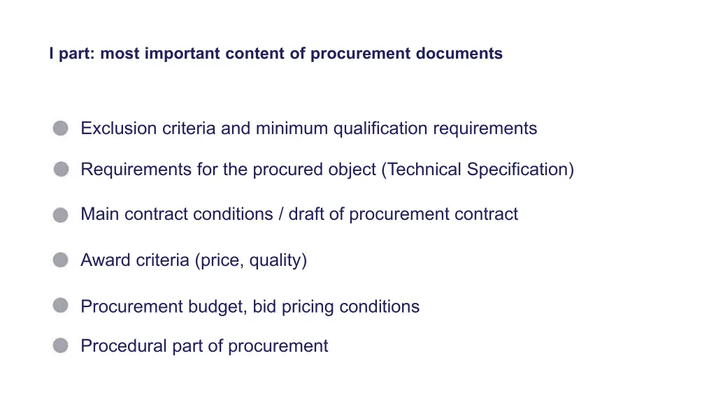 i part most important content of procurement