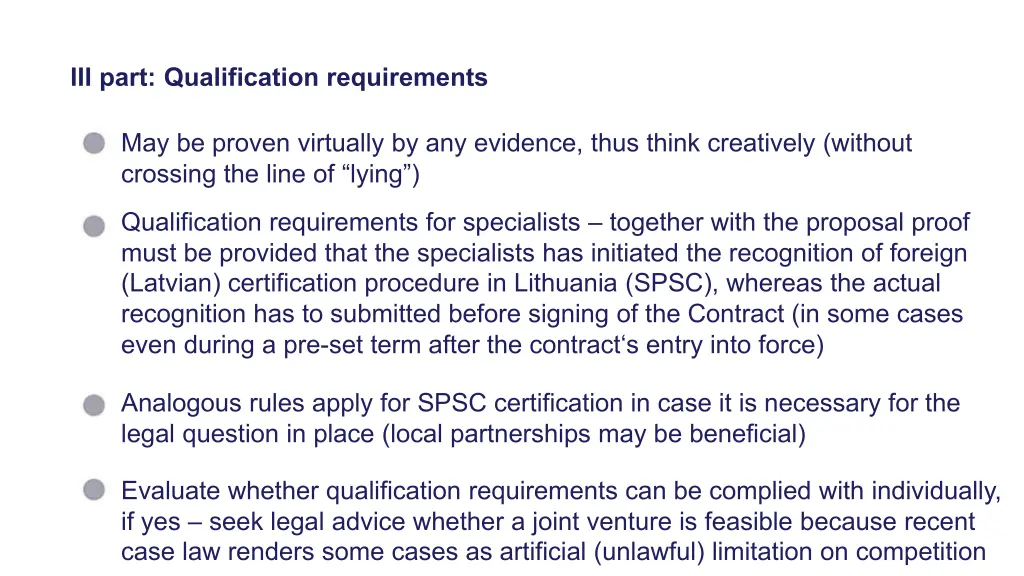 iii part qualification requirements 1